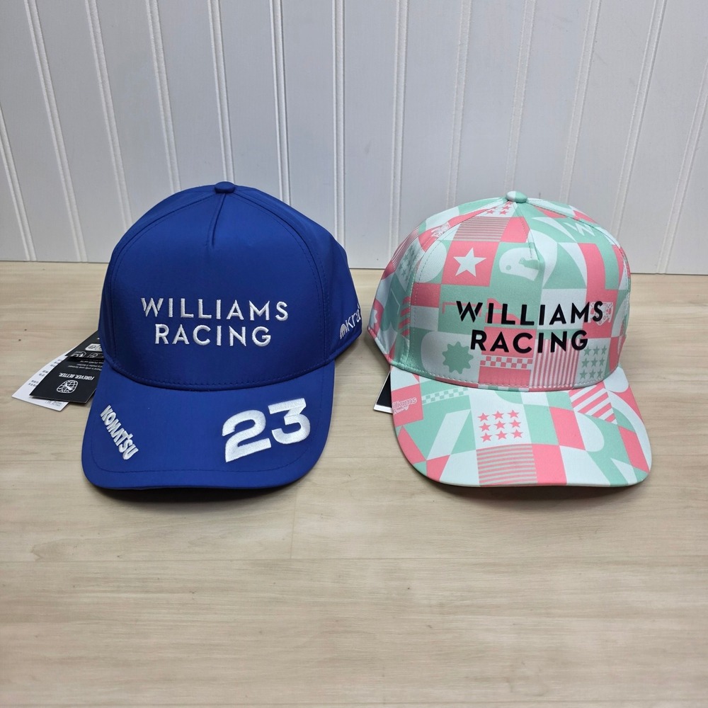 Puma Williams Racing F1 Hat Set Alex Albon 23 Blue & Pastel Geometric Caps New